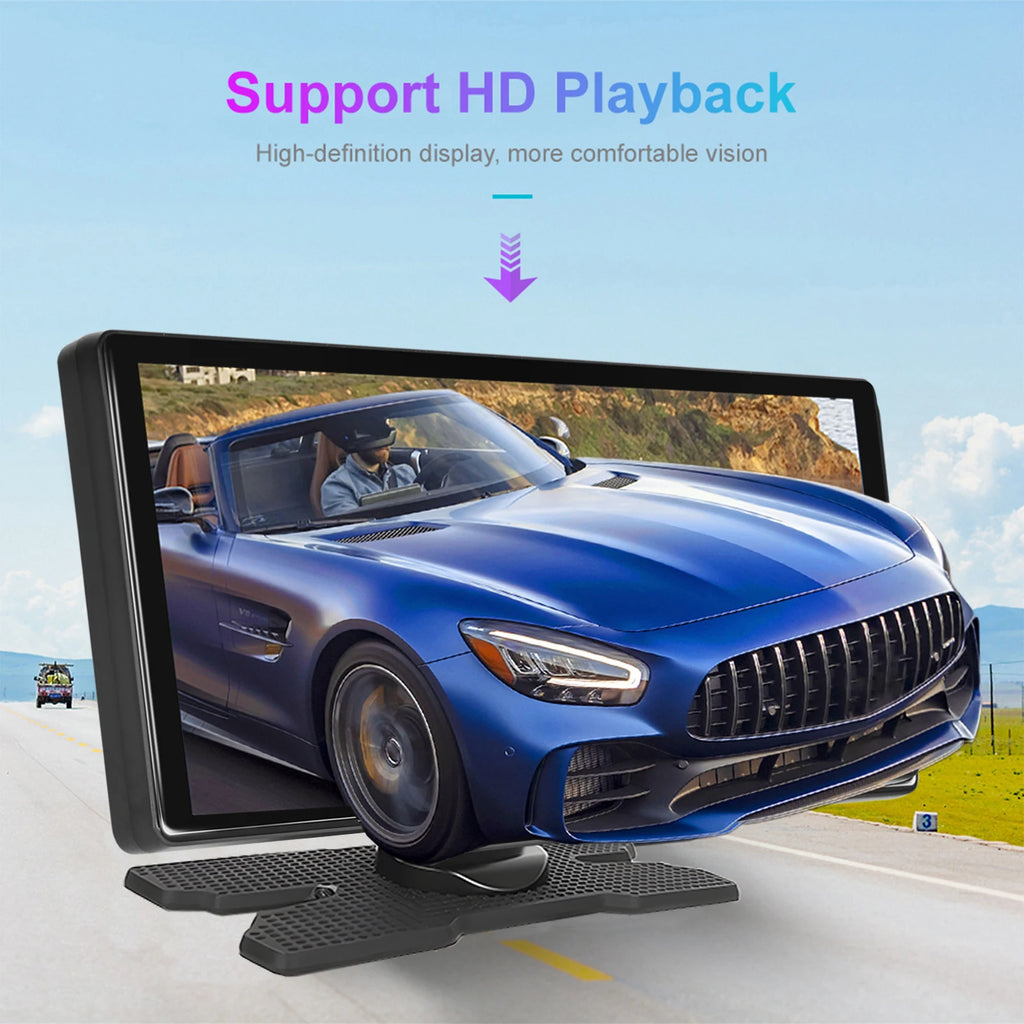 Podofo Wireless Carplay Android Auto Portable Digital Dashboard 10.26 Inch Smart Player With Voice Control Foward Camera BT