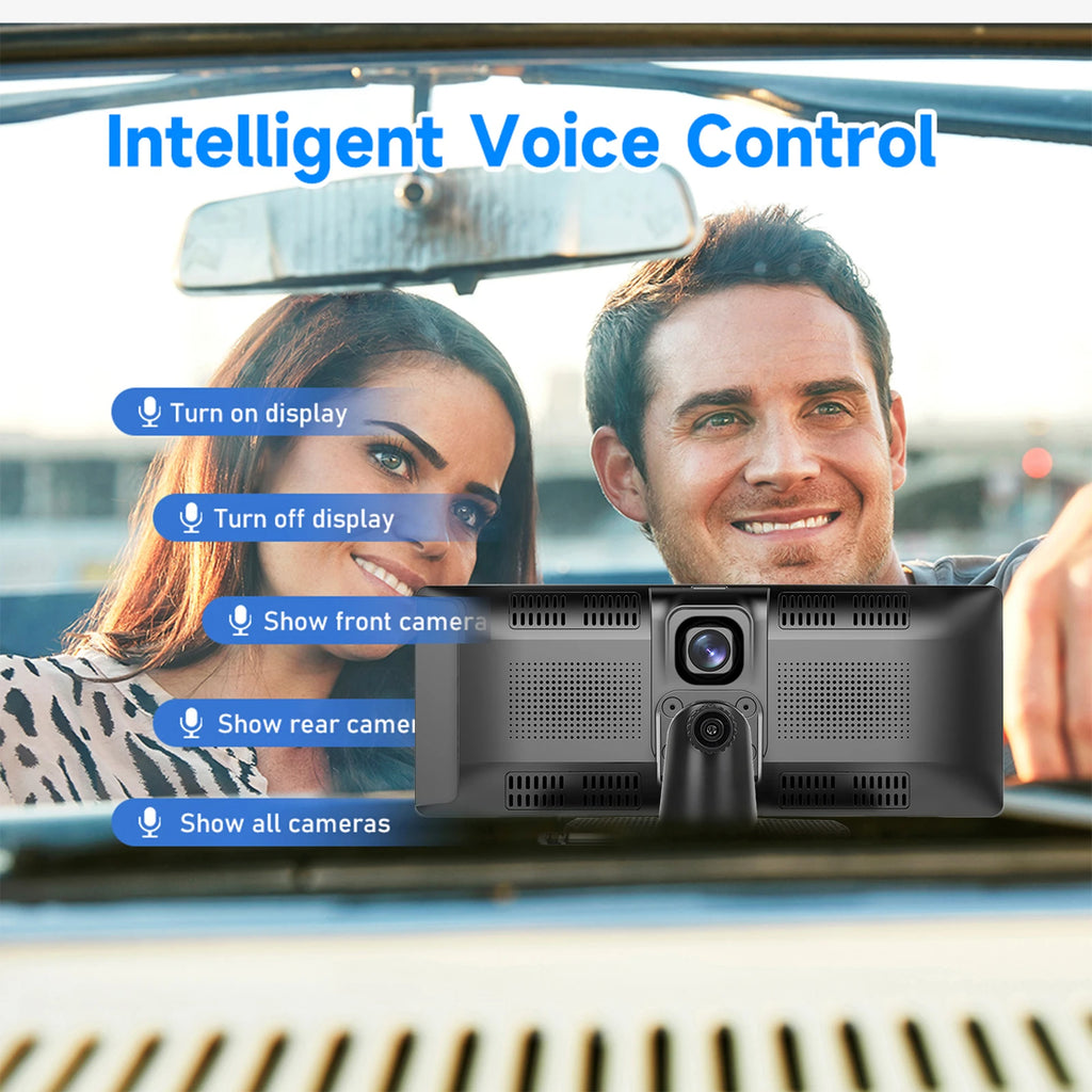 Podofo Wireless Carplay Android Auto Portable Digital Dashboard 10.26 Inch Smart Player With Voice Control Foward Camera BT