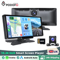 Podofo Wireless Carplay Android Auto Portable Digital Dashboard 10.26 Inch Smart Player With Voice Control Foward Camera BT