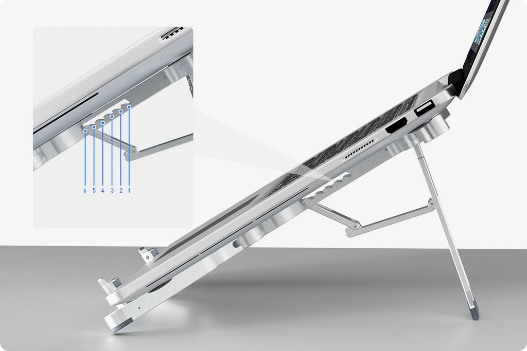 Silicon Flextri F5 Adjustable Laptop Stand – 360° Rotatable Ergonomic Holder for MacBook & Laptop