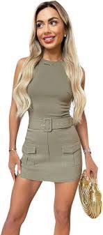 Women's Stretch Cotton Belted Skort Playsuit