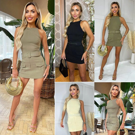 Women's Stretch Cotton Belted Skort Playsuit