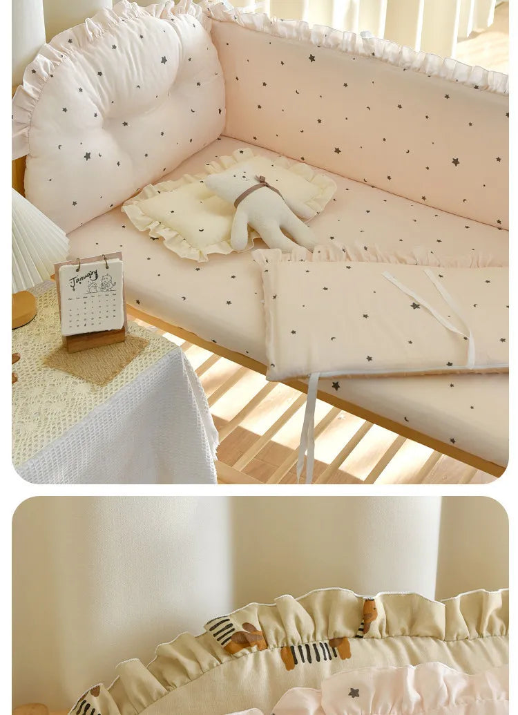 Ins Style Newborn Baby Bumper Pad Soft Cotton Crib Bedding Sets Guard for Infant Kids Breathable Safety Crib Accessories