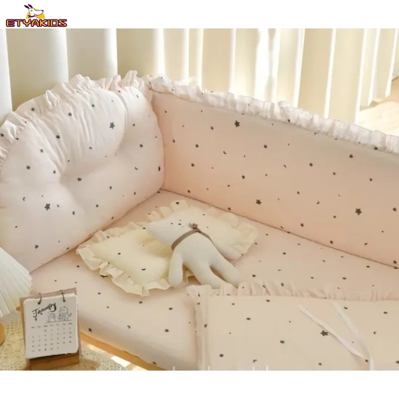 Ins Style Newborn Baby Bumper Pad Soft Cotton Crib Bedding Sets Guard for Infant Kids Breathable Safety Crib Accessories