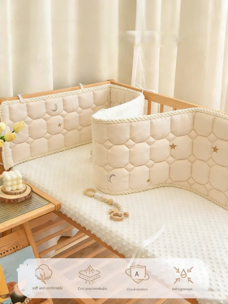 Baby Bed Thicken Bumpers Zipper Design One-piece Crib Around Cushion Cot Protector Pillows All-season bed rail and bed bumper