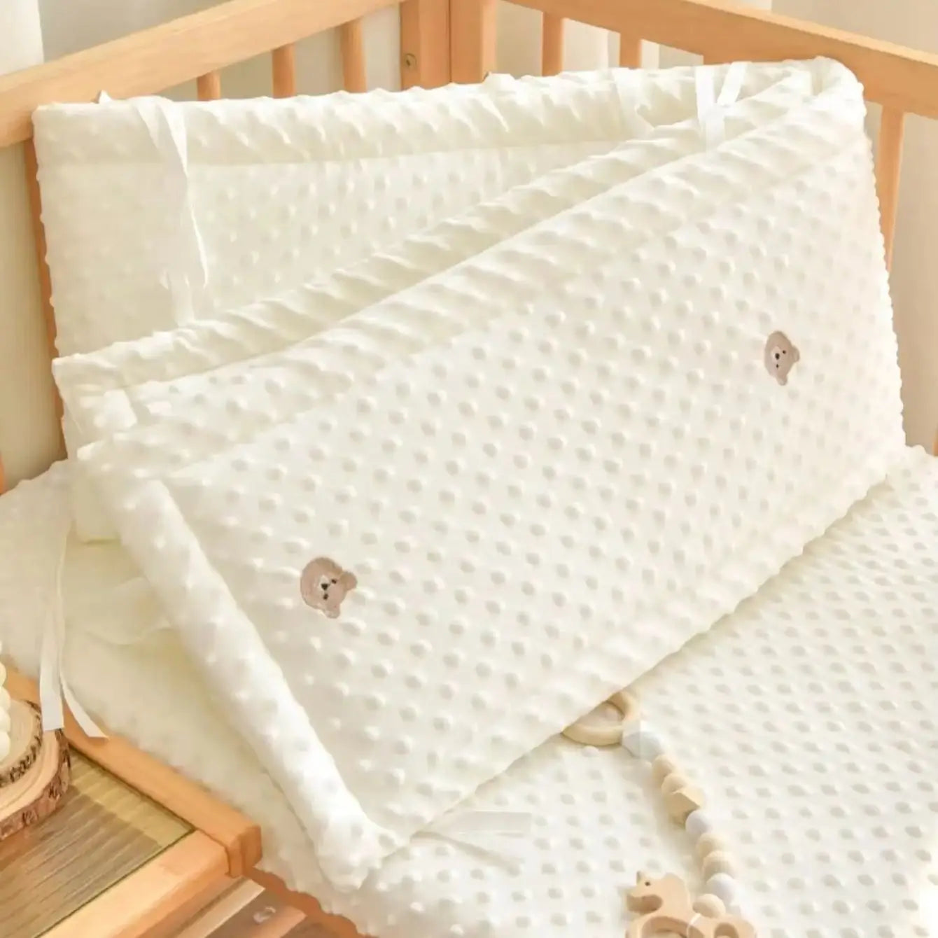 Solid Color Baby Crib Fence Cotton Bed Protection Railing Thicken Bumper Crib around Protector for Baby Room Decor