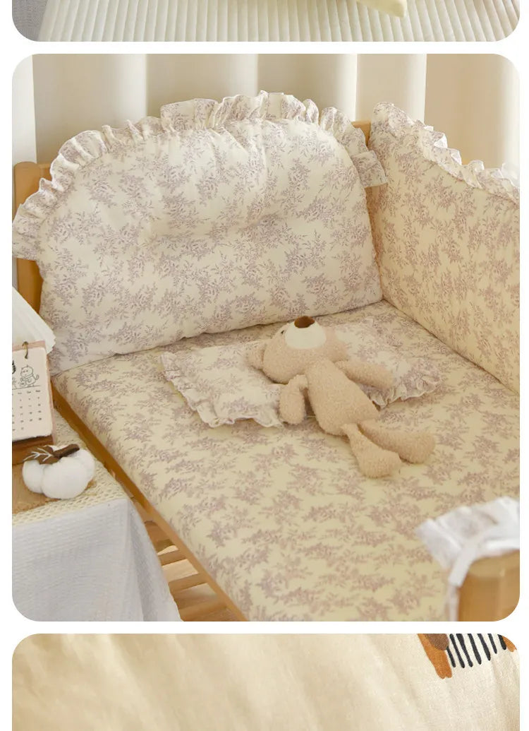 Ins Style Newborn Baby Bumper Pad Soft Cotton Crib Bedding Sets Guard for Infant Kids Breathable Safety Crib Accessories