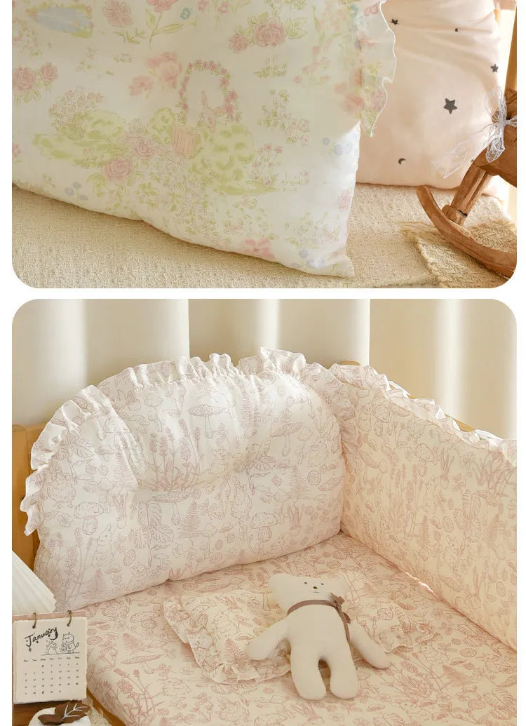 Ins Style Newborn Baby Bumper Pad Soft Cotton Crib Bedding Sets Guard for Infant Kids Breathable Safety Crib Accessories