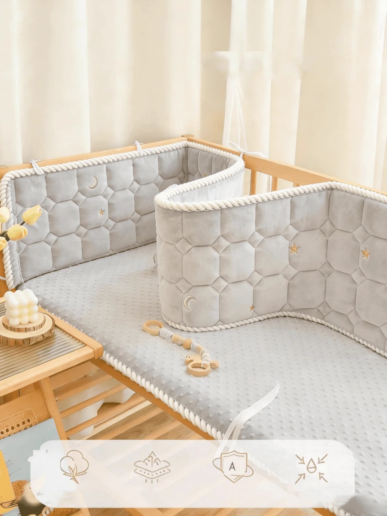 Baby Bed Thicken Bumpers Zipper Design One-piece Crib Around Cushion Cot Protector Pillows All-season bed rail and bed bumper