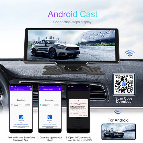 Podofo 10.26" Wireless CarPlay & Android Auto Screen – Voice Control