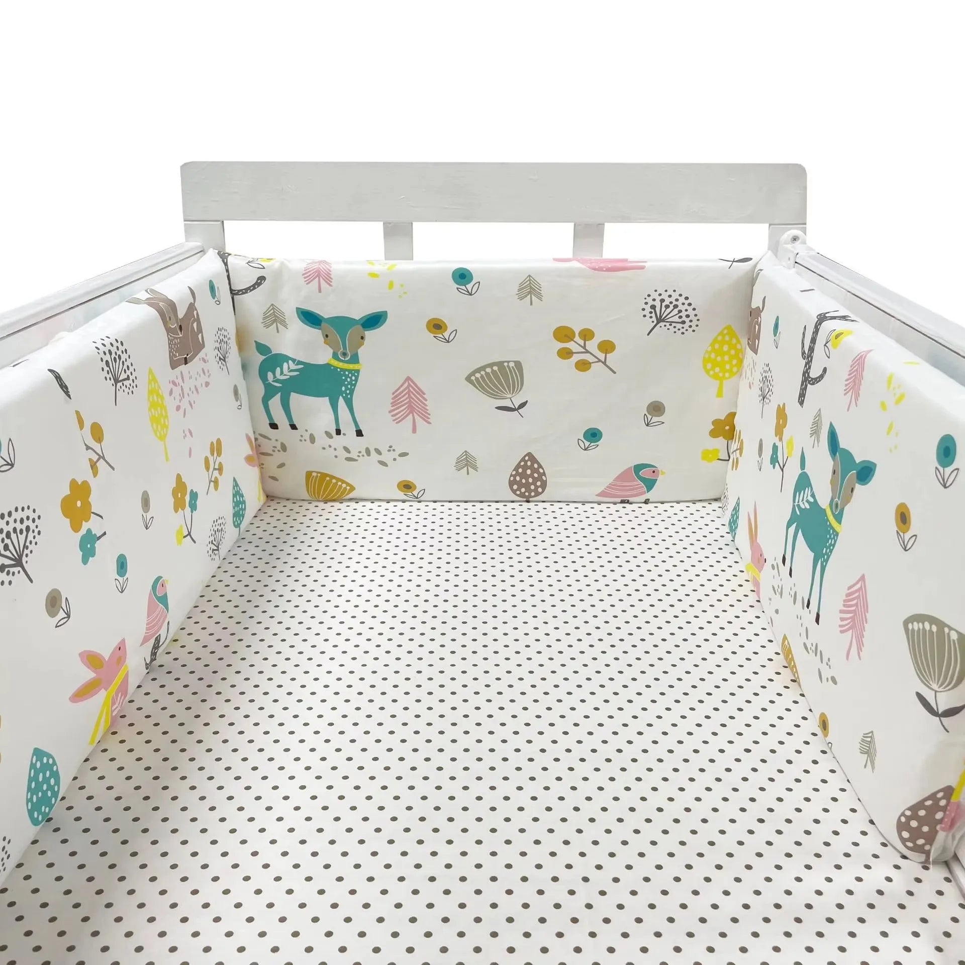 Reusable Washable Cartoon Baby Crib Bumper, Soft Anti-Collision Nursery Bed Rail Cover for Toddler Crib Safety