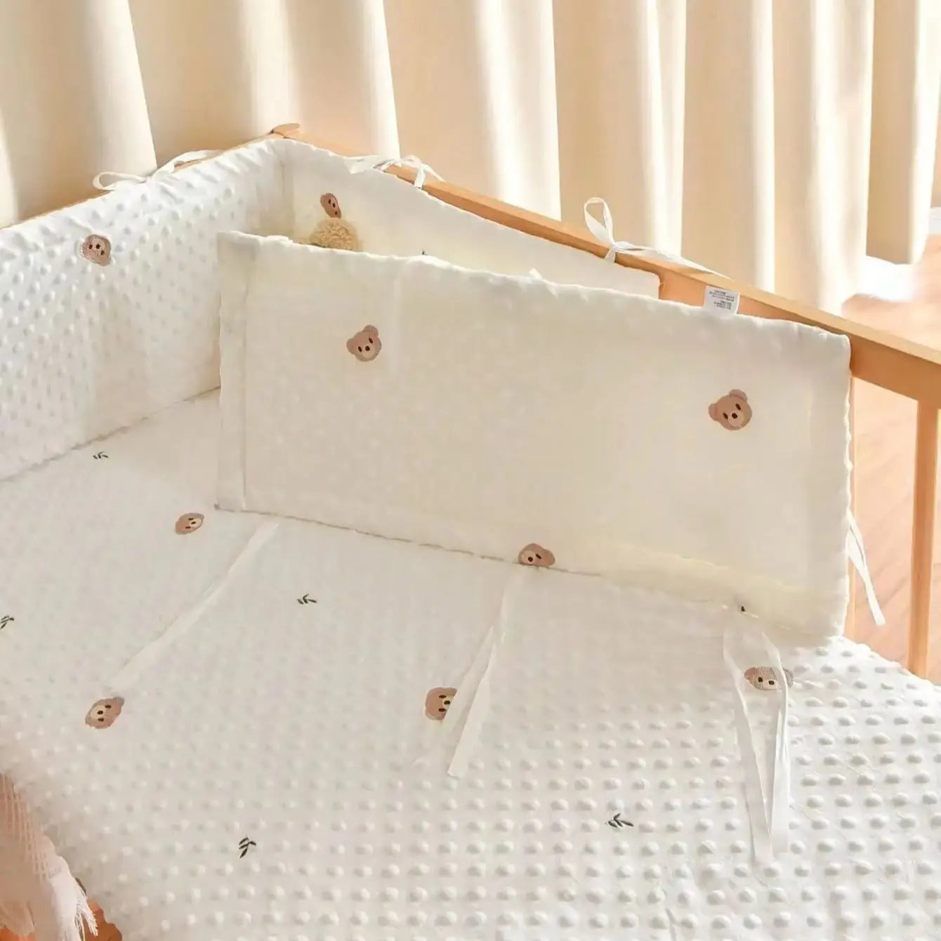 Solid Color Baby Crib Fence Cotton Bed Protection Railing Thicken Bumper Crib around Protector for Baby Room Decor